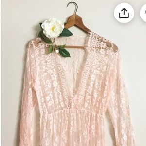 Lace maternity gown with liner Plus Size